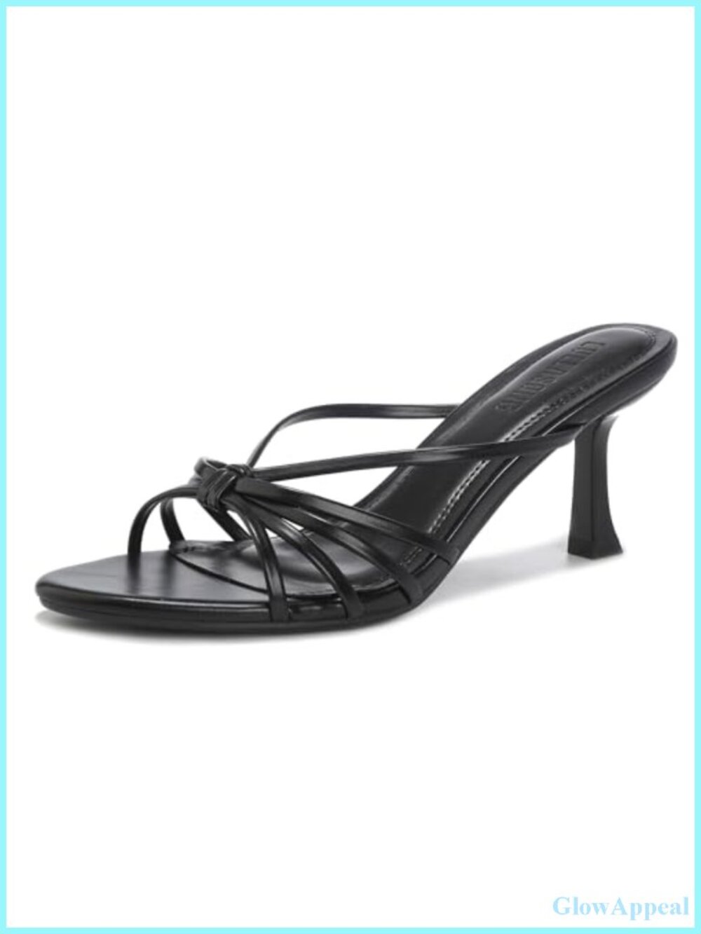 Kitten Heel Open Pointed Toe Slip On Faux Leather Heeled Sandals Women